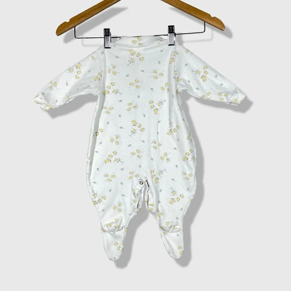 Carter's Footed Sleeper Baby 3-6M‎ White Yellow Duck Print Vintage Aesthetic